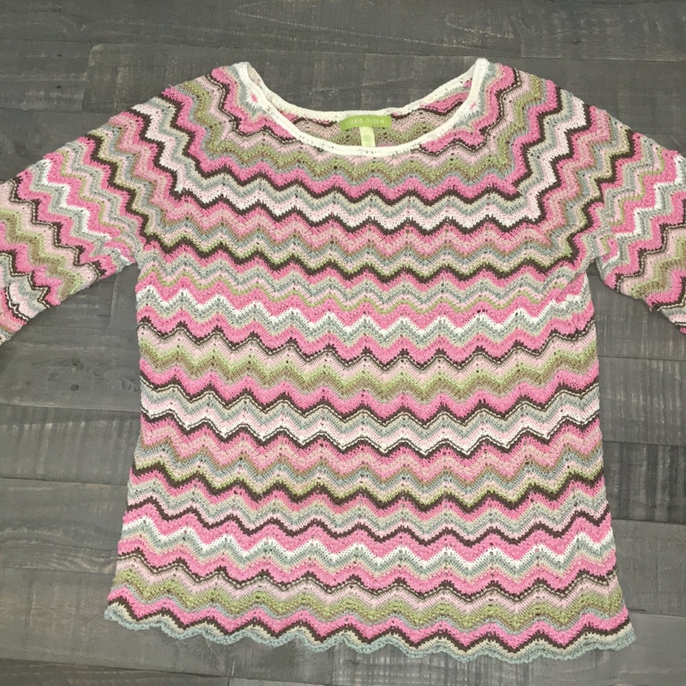 Sigrid Olsen Flame Stitch Crochet Sweater - Picture 5 of 8